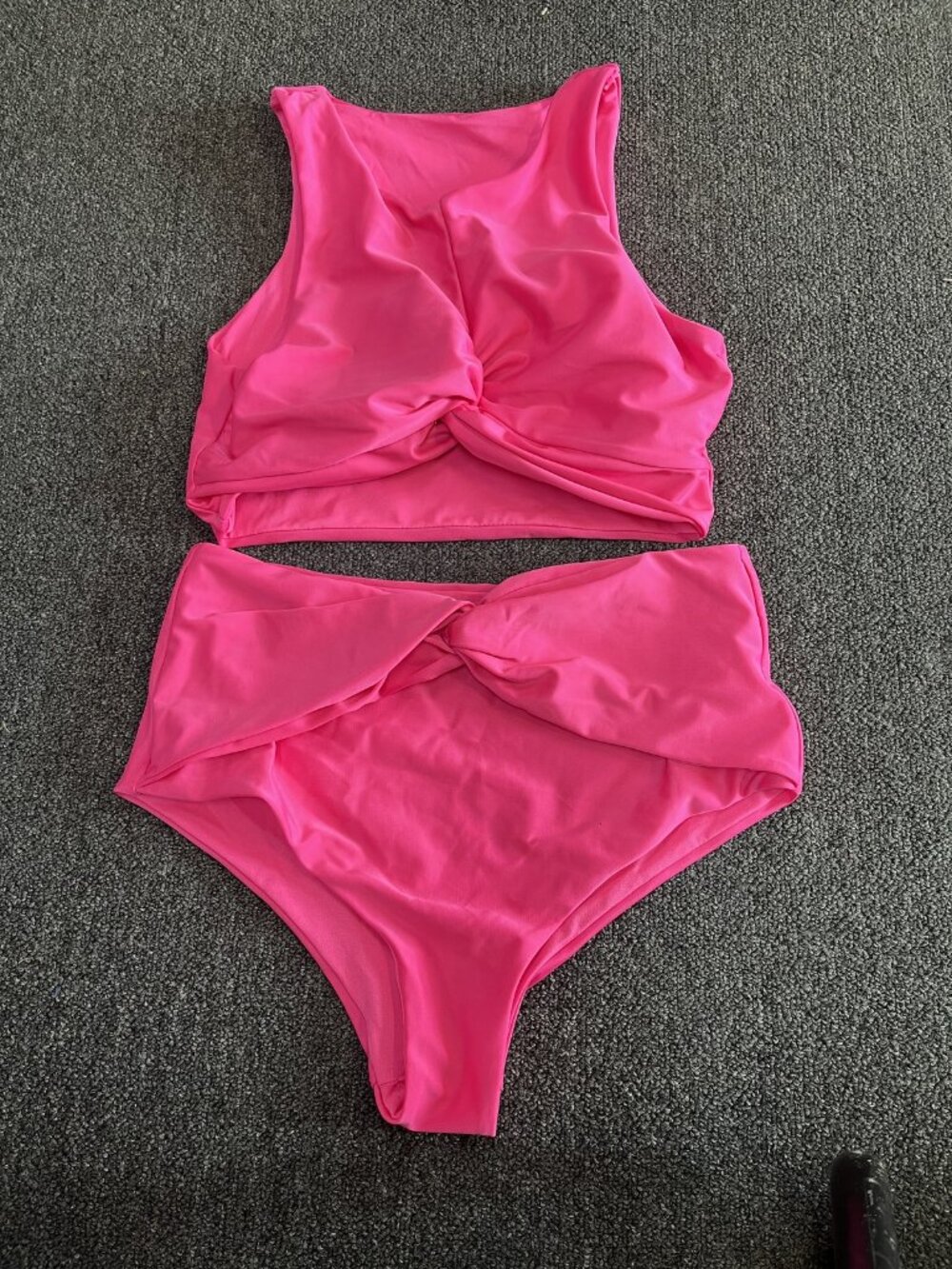 Unbranded Size Medium (M) Women's Hot Pink High Waisted Tankini Swimsuit Set wit - Picture 1 of 5